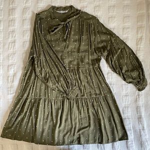 Zara LS v-neck dress with tie detail
